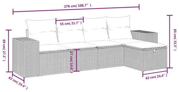 5dílná zahradní sedací souprava s poduškami béžová polyratan 3264394