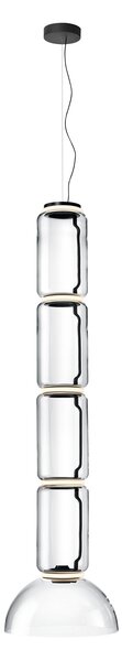 Flos F0275000 Noctambule S4 Low Cylinder and Bowl, závěsné svítidlo ze skla, 5x9W + 1x18W LED 2700K, výška 210cm