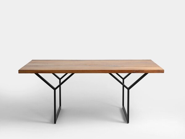 Nordic Design Přírodní masivní jídelní stůl Porto 180x90 cm s černou podnoží