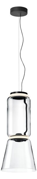 Flos F0268000 Noctambule S1 Low Cylinder and Cone, závěsné svítidlo ze skla, 2x9W + 1x18W LED 2700K, výška 82cm