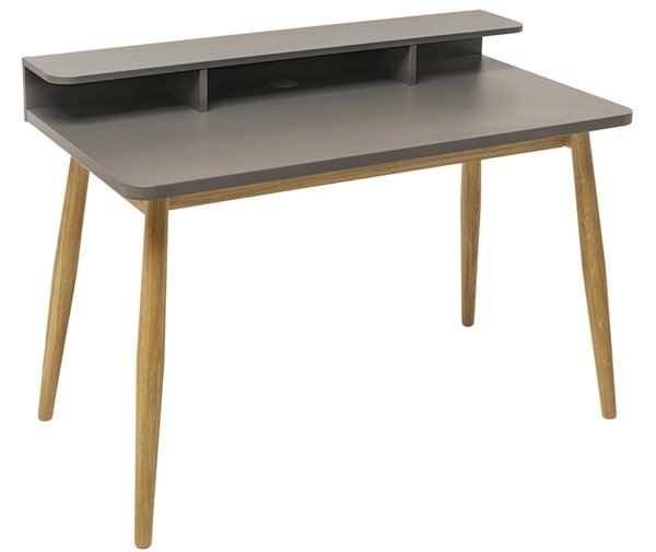 Šedý pracovní stůl Woodman Farsta s dubovou podnoží 120 x 55 cm