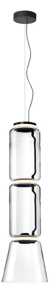 Flos F0270000 Noctambule S2 Low Cylinder and Cone, závěsné svítidlo ze skla, 3x9W + 1x18W LED 2700K, výška 127cm