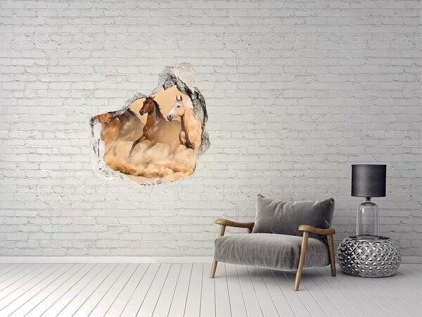 Díra 3D foto tapeta nálepka Koně poušť nd-p-90840320