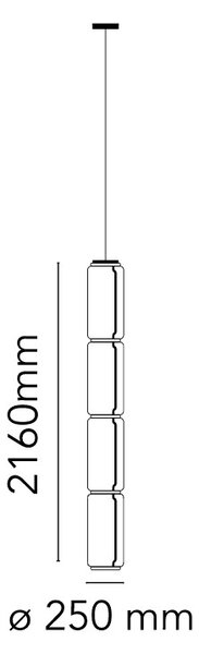 Flos F0280000 Noctambule S4 High Cylinder, závěsné svítidlo ze skla, 5x9W LED 2700K, výška 216cm