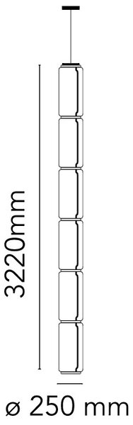 Flos F0282000 Noctambule S6 High Cylinder, závěsné svítidlo ze skla, 7x9W LED 2700K, výška 322cm