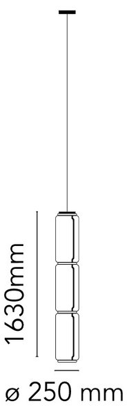 Flos F0264000 Noctambule S3 High Cylinder, závěsné svítidlo ze skla, 4x9W LED 2700K, výška 163cm