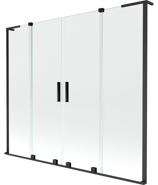 Mexen Velar L Duo vanová zástěna 2-křídlová posuvná 170 x 150 cm, transparentní, černá - 896-170-003-02-70
