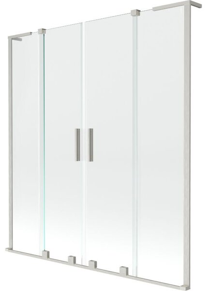 Mexen Velar L Duo sprchová zástěna 2-křídlová posuvná 150 x 150 cm, transparentní, kartáčovaný nikl - 896-150-003-02-97
