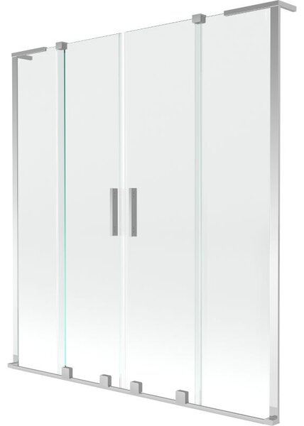Mexen Velar L Dvoudílná vanová zástěna se dvěma posuvnými křídly 140 x 150 cm, transparentní, chrom - 896-140-003-02-01