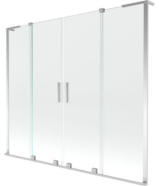 Mexen Velar L Duo vanová zástěna 2-křídlová posuvná 180 x 150 cm, transparentní, chrom - 896-180-003-02-01