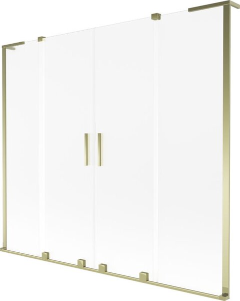 Mexen Velar L Duo vanová zástěna 2-křídlová posuvná 200 x 150 cm, námraza, zlatá - 896-200-003-32-50