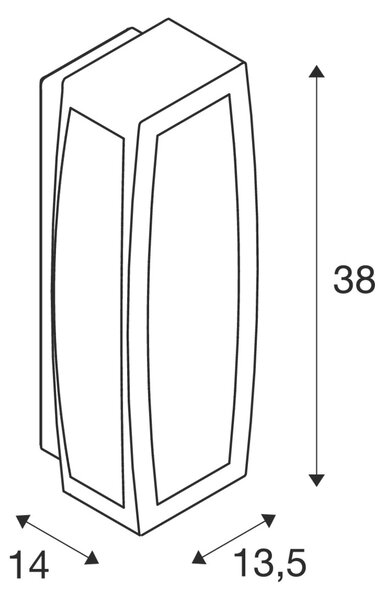 SLV 230657 Meridian box, nástěnné venkovní svítidlo, 1xE27 max. 25W, rezavá, 38cm, IP54