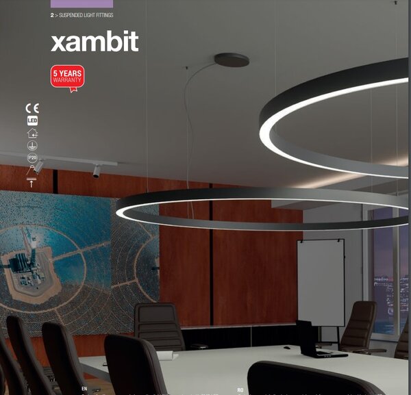 Arelux AM01WW SGD Xambit, zlaté závěsné kruhové svítidlo, 38W LED 3000K, prům. 60cm