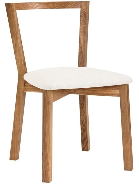 Bílá látková jídelní židle Woodman Cee s dubovou podnoží