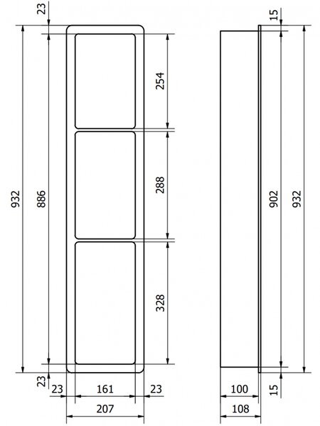 Mexen X-Wall-K vestavěná polička z konglomerátu 93,2 x 20,7 cm, bílá - 1900932010