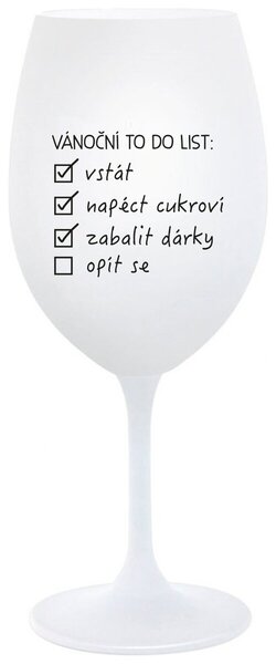 VÁNOČNÍ TODO LIST - bílá sklenice na víno 350 ml