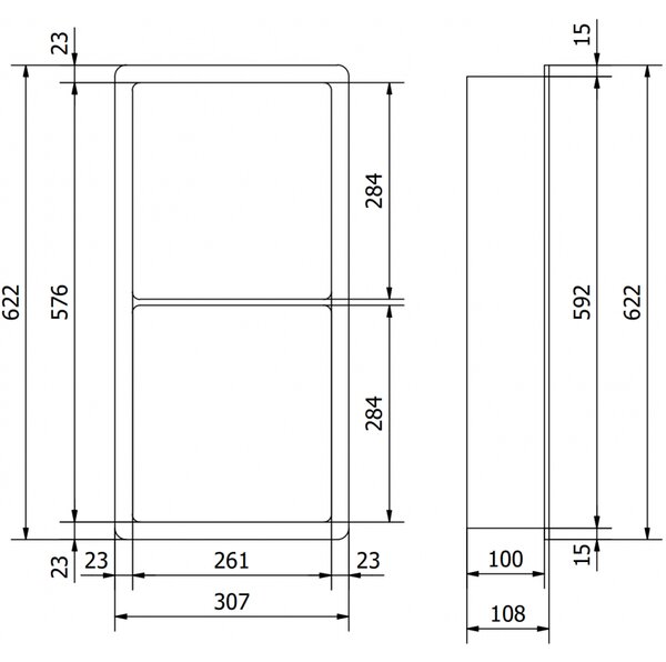 Mexen X-Wall-K nástěnná police z konglomerátu 62,2 x 30,7 cm, bílá - 1900623010