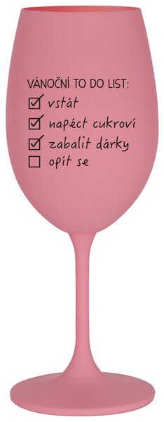 VÁNOČNÍ TODO LIST - růžová sklenice na víno 350 ml