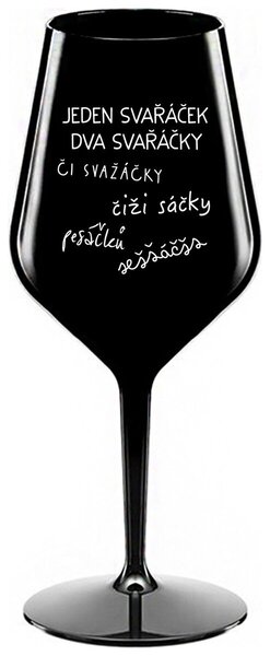 SVAŘÁČEK - černá nerozbitná sklenička na víno 470 ml