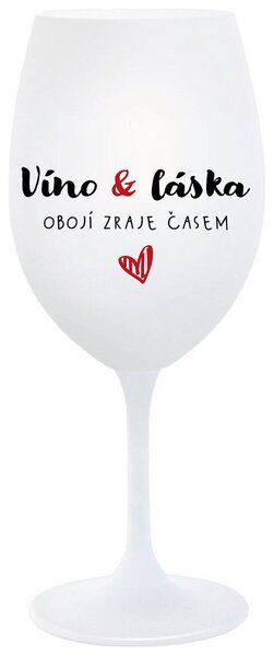 VÍNO A LÁSKA: OBOJÍ ZRAJE ČASEM - bílá originální sklenice na víno 350 ml