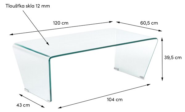 Skleněný konferenční stolek Kave Home Burano 120 x 60 cm