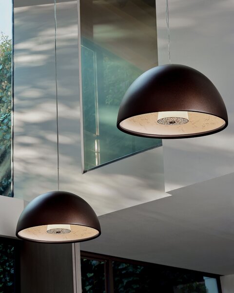 Flos F6405009 Skygarden small, leskle bílé závěsné svítidlo s vnitřním štukem, 1x10W E27, prům. 40cm
