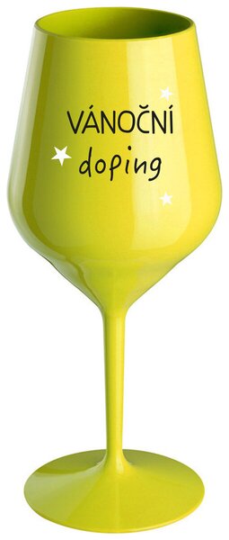 VÁNOČNÍ DOPING - žlutá nerozbitná sklenička na víno 470 ml
