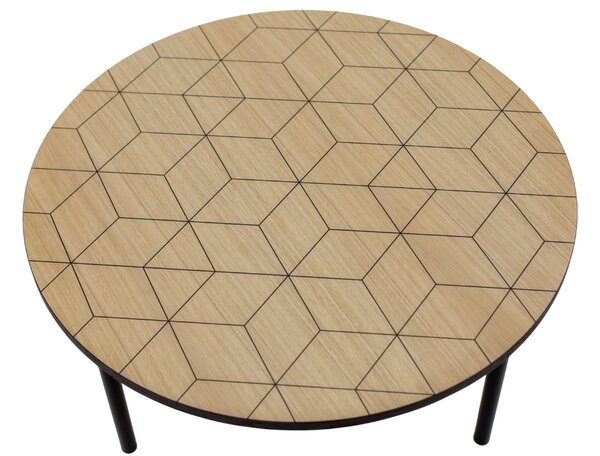Dubový kulatý konferenční stolek Woodman Arty II. s kovovou podnoží 70 cm