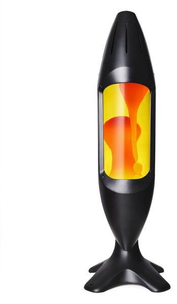 Mathmos iO Giant Black, originální lávová lampa, matně černá se žlutou tekutinou a oranžovou lávou, výška 78cm