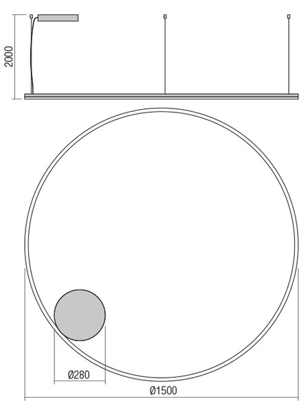 Redo 01-1719-TRIAC Orbit direct, závěsné kruhové svítidlo, 110W LED 3000K stmívatelné TRIAC, bronz, prům. 150cm