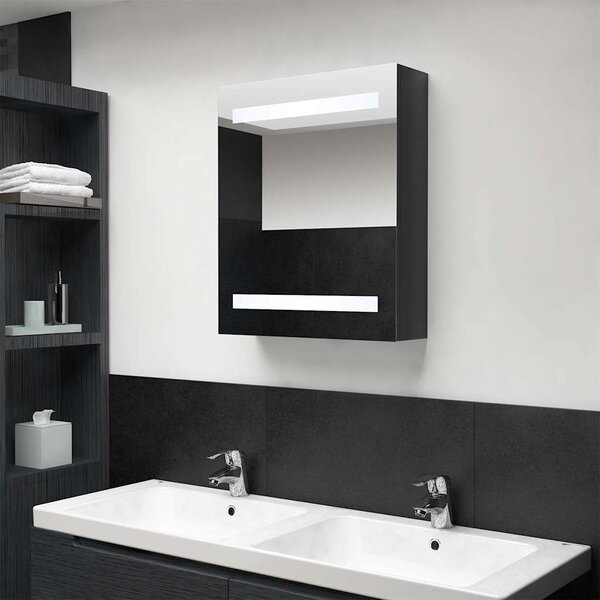 LED koupelnová skříňka se zrcadlem zářivě černá 50 x 14 x 60 cm 326481