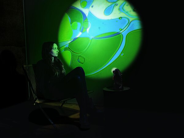 Mathmos Space projektor, oil disk modrá-zelená