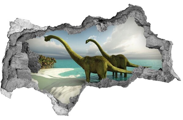 Díra 3D fototapeta nálepka Dinozaury na pláži nd-b-19541737