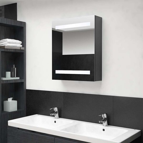 LED koupelnová skříňka se zrcadlem šedá 50 x 14 x 60 cm 326482