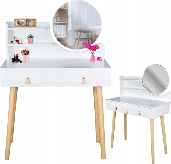 JUMI Toaletka se zrcátkem SCANDI kosmetická bílá pro make-up Skandinávské zásuvky