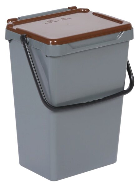 Plastový odpadkový koš pro třídění odpadu, šedá + hnědá, 35 l