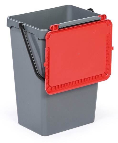 Plastový odpadkový koš pro třídění odpadu, šedá + červená, 35 l
