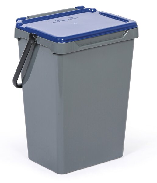 Plastový odpadkový koš pro třídění odpadu, šedá + modrá, 35 l