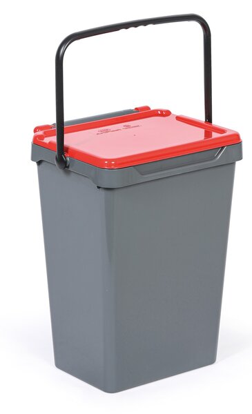 Plastový odpadkový koš pro třídění odpadu, šedá + červená, 35 l
