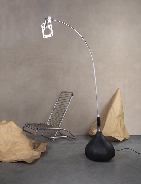 Axolight Bul-bo, industriální stojací lampa se stmívačem, 15,3W LED 3000K, hliník/černá, výška 233cm