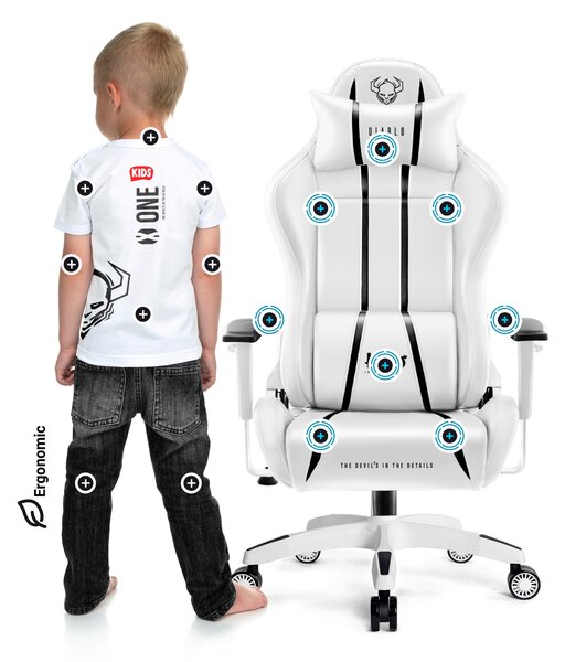 Dětská herní židle Kido by Diablo X-One 2.0: bílo-černá