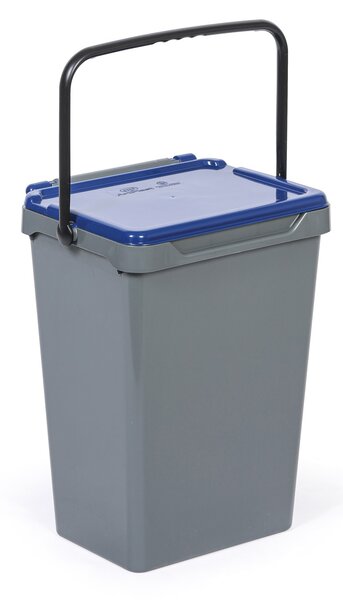 Plastový odpadkový koš pro třídění odpadu, šedá + modrá, 35 l