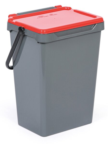 Plastový odpadkový koš pro třídění odpadu, šedá + červená, 35 l