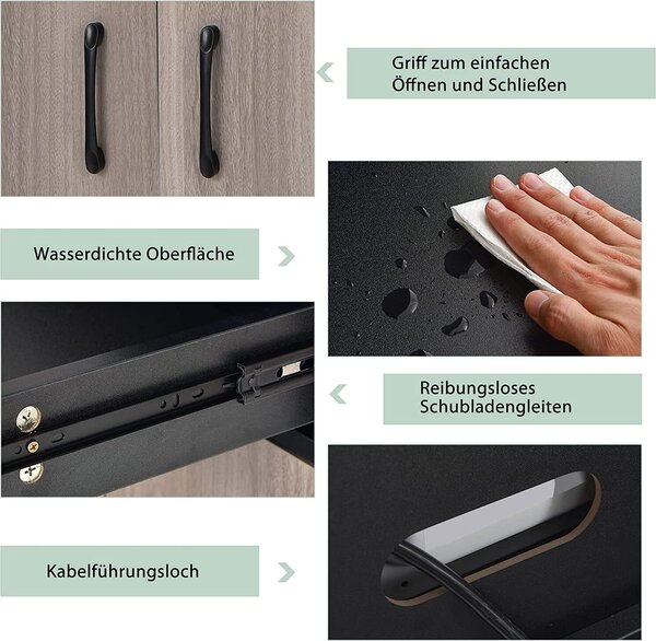 COSTWAY 180cm dřevěná kuchyňská skříňka se zásuvkou, nastavitelnými policemi a otvorem pro kabel, velký otevřený prostor pro mikrovlnnou troubu, volně stojící, 60 x 40 x 180 cm (černá)