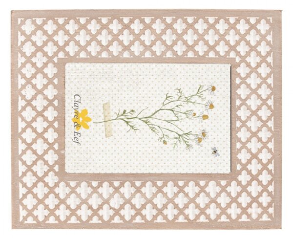 Hnědo bílý fotorámeček Ruud v boho stylu – 10x15 cm