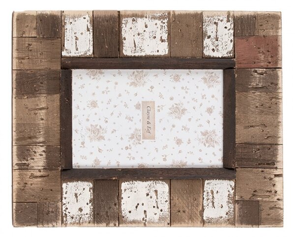 Bílý dřevěný fotorámeček Matthias v rustikálním stylu – 10x15 cm