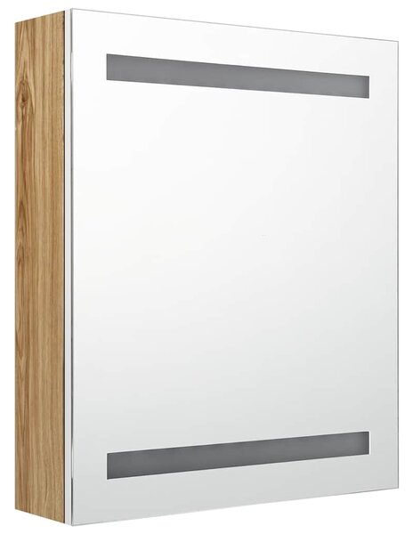 LED koupelnová skříňka se zrcadlem bílá a dub 50 x 14 x 60 cm 326485