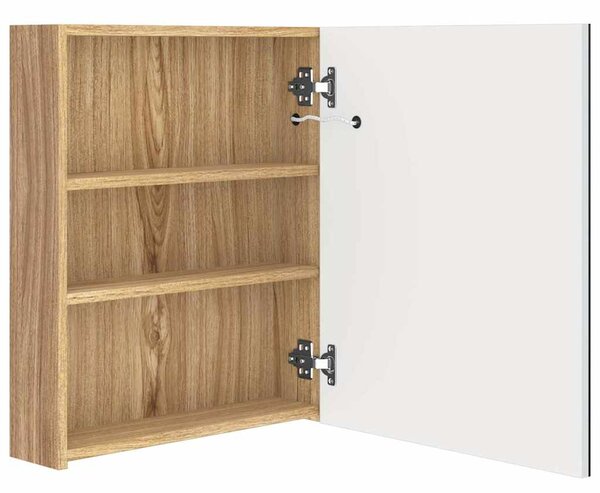 LED koupelnová skříňka se zrcadlem bílá a dub 50 x 14 x 60 cm 326485