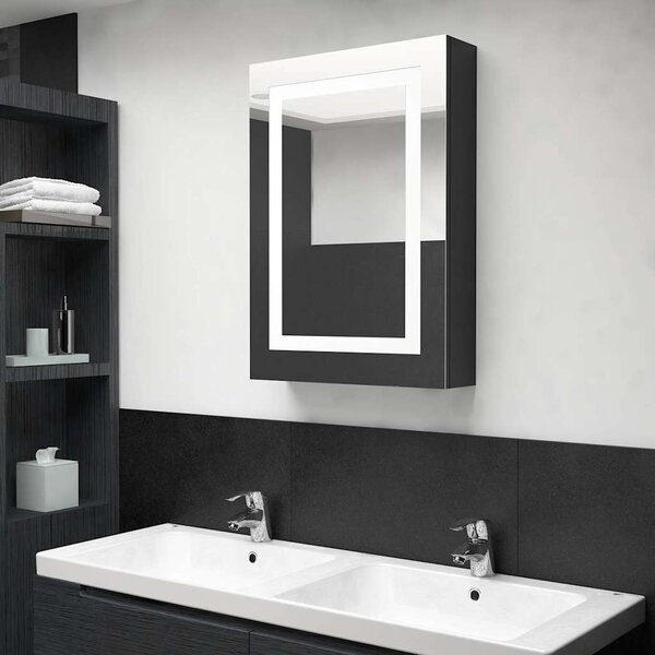 LED koupelnová skříňka se zrcadlem zářivě černá 50 x 13 x 70 cm 326489