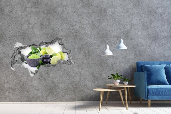 Nálepka 3D díra beton Limetky a kamení nd-b-75873953